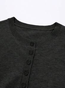 Calvaya Plus Size Solid Color Button Front Long Sleeve Top, Casual Daily Wear, For Winter Fall Cloth For Women Autumn - Black - View 7