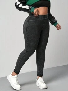 Firerie 大码紧身弹力牛仔裤，黑色 - 黑色 - 查看 5