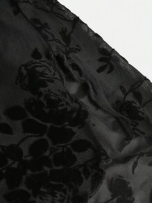 SHEIN Leap Crew Váy suông ren xòe tay loe cổ vuông màu đen trơn cho bé gái tuổi mới lớn, mặc hàng ngày vào mùa thu đông, váy mùa đông cho ngày lễ, cho lễ Halloween - trắng - Xem 6