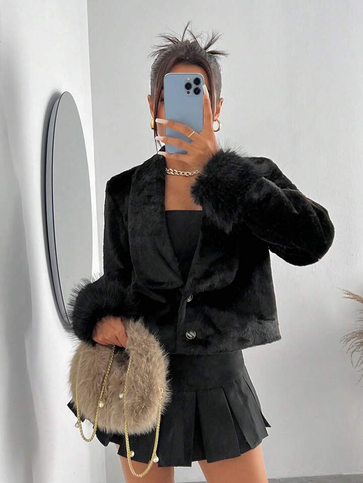 shein ファージャケット ファーコート s - メルカリ