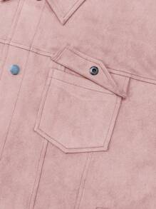 Manfinity Dauomo Plus Size Men's Button Front Long Sleeve Pocket Casual Jacket, Simple Design