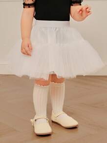 Souflis Souflis Baby Girls Elegant Multilayer Tulle Puff Princess Skirt Ballet Tutu Skirt, Dance Outfit - White - View 5