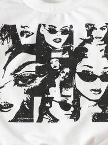 Baby Girl Graphic Print Round Neck Long Sleeve Top And Pants Casual 2 Pieces Set - Black - View 3