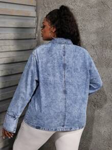 Slaydiva Plus Size Women's Denim Tops Long Sleeve Loose Tops Blue Women's Shirt Women Blouses Fall Women Dresses Women Shirts Shirts Thanksgiving Women Shirt Blouse Thanksgiving Tops Christmas Women Shirts Christmas Shirt Thanksgiving Shirt Long Sleeve Shirts Plus Long Sleeve Shirt