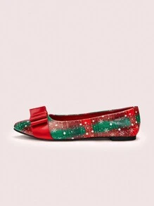 CUCCOO DOLLMOD Red Butterfly Decor Women Fashionable Elegant Commuting Flat Shoes Valentines