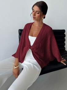 Aloruh Pull ample élégant simple à col V profond avec un design croisé pour femmes