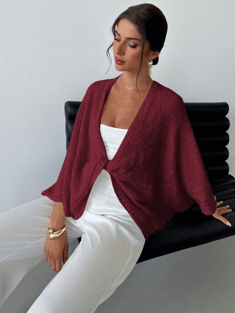 Aloruh Pull ample élégant simple à col V profond avec un design croisé pour femmes