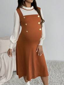 SHEIN Vestido de maternidad 2 en 1 con cuello con volantes, para invierno