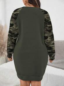 SHEIN LUNE Sweat-shirt casual ample pour femmes avec motif camouflage minimaliste sur les épaules dénudées, pour l'automne/hiver