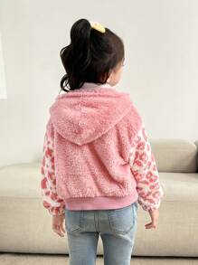 SHEIN Little Byeori 女童针织拼接装饰连帽开衫外套，秋冬季