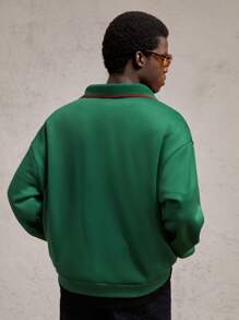 AKNOTIC Party Áo nỉ nam màu xanh lá cây dành cho Giáng sinh, chất liệu dệt kim giữ nhiệt, kiểu dáng rộng rãi, vai rớt, cổ đứng, cài nút, in chữ, tay dài, thích hợp cho mùa thu/đông, năm mới, Giáng sinh. - màu xanh lá - Xem 6