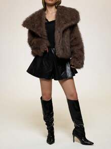 Glamine 女士染色毛领风衣夹克，日常休闲穿着