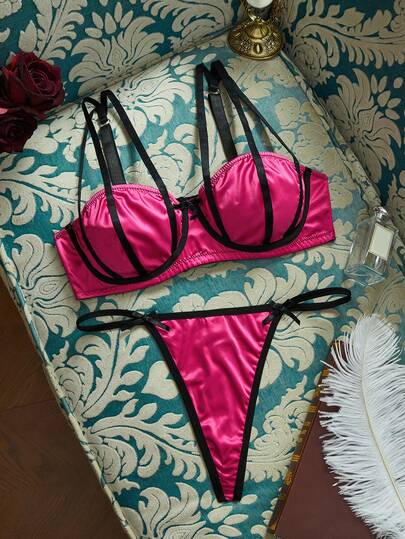 PinupPomp Retro Palace Style Lingerie Bra And Panty Set, Comfortable With Underwire, Plus Size