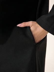 MaterniWear 孕妇海军蓝圆领长袖前开襟外套，冬季孕妇保暖外套 - 藏蓝色 - 查看 6