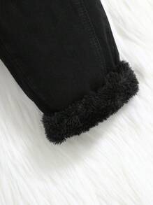 Cozy Pixies Young Boys' Fall Winter Solid Washed Black Thermal Lined Warm Baggy Denim Jeans,Young Boys Back To School Clothes Outfits