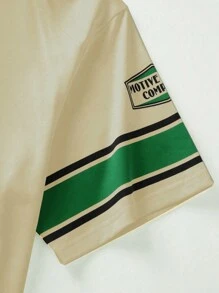 PAVTROS Manfinity Streetrush Men's Stripe Panel Digit Print Short Sleeve Football Jersey Style T-Shirt, Casual Daily Wear, Graphic Tee, Graphic T-Shirt, Men T-Shirt - Multicolor - View 3