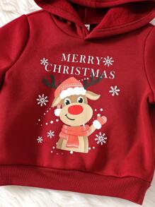 SHEIN 2 Stück/Set Baby Jungen/Mädchen Weihnachts Cartoon Rentier Kapuzenpullover & karierte Hose Set, Herbst/Winter - Verschiedenfarbig - Übersicht 6