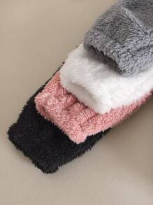 4pcs Set Baby Girls' Solid Color Warm Pants, Suitable For In Autumn/Winter - Multicolor - View 3