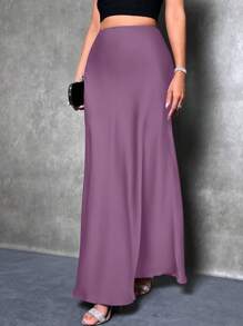 Glamine Women Elegant Solid Color Long Skirt, Autumn Maxi Women Outfit