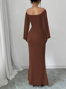 Elenzga Elegant 3D Floral Decor Off Shoulder Dress - Multicolor - View 2