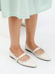 CUCCOO CHICEST 2024 新款百搭方头镂空激光刺绣装饰优雅女士平底乐福鞋