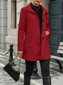 SHEIN Clasi Áo khoác thường ngày hở túi phía trước cho trang phục năm mới - Đỏ - Xem 6