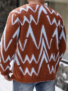 Manfinity Homme Parte superior gráfica casual con botones delanteros y manga larga para hombres de talla grande, para uso diario