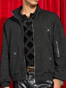 Manfinity VCAY Chaqueta casual de punto holgada de manga larga y frente abierto para hombre, para otoño e invierno - Negro - Ver 1