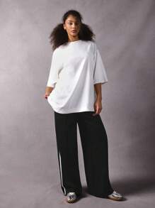 Athîral Asymmetric Hem Shape Design White Daily Clothing Casual Women's T-Shirt Asymmetric Shape Personalized Oversize Autumn Clothing Winter Clothing