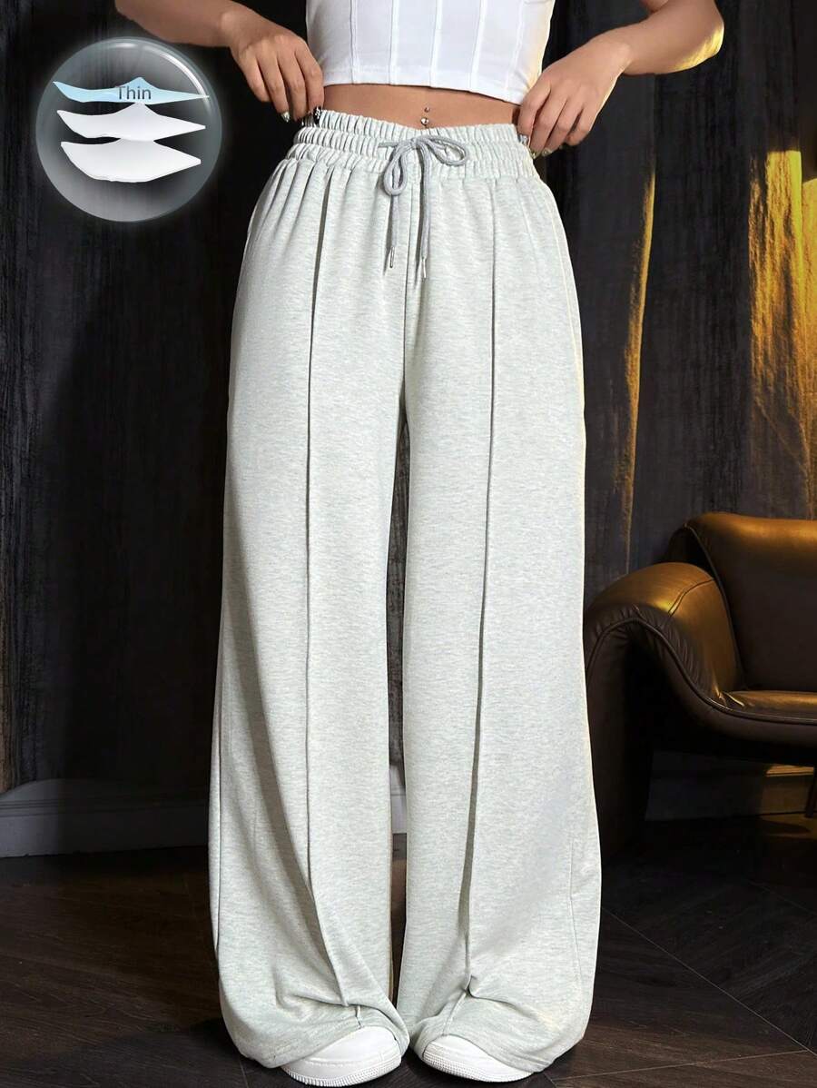 Flirla Drawstring Waist Wide Leg Sweatpants Graduation,Back To School Outfits,Graduation,Teacher Outfits For Women,Back To School Fall Cloth For Women - Multicolor - View 1