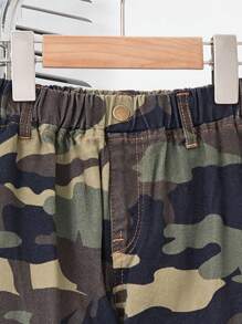 SHEIN Chàng trai trẻ Camo In Túi có nắp Quần jean - xanh quân đội - Xem 4