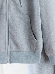 Pflanzen-Muster Hoodie mit Reißverschluss und Langarm und elastische Taille Jogginghose, lässiges 2-teiliges Set