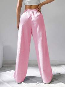 SHEIN EZwear Quần dài dệt sọc hồng cho nữ - Hồng - Xem 2