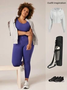 GLOWMODE 24'' FeatherFit™ Plus Size Adjustable Drawstring Waist Jogger Style Leggings Low Impact Yoga Pilates Daily - Royal Blue - View 6