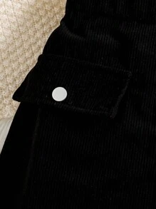 Tween Girl 灯芯绒银色拉链开合口袋休闲 A 字裙