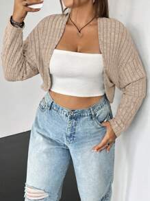 SHEIN EZwear Talla grande 1 pieza Cazadora crop unicolor