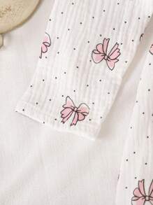 Baby Girls Butterfly Print Round Neck Long Sleeve Casual Dress For Autumn