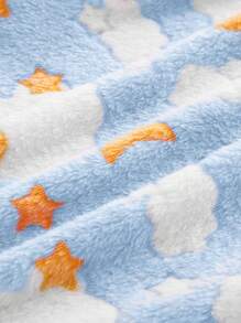 Cozy Pixies Baby Girl Star Moon Cloud Pattern Hooded Fleece Thick Robe - Multicolor - View 5