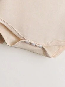 SHEIN Newborn Envelope Collar Long Sleeve Multi-Piece Bodysuit Set - Apricot - View 5