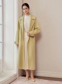 MOTF PREMIUM WOOL LAPEL COLLAR BELTED OVERCOAT - Yellow - View 2