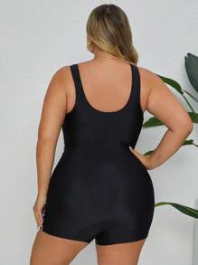 SHEIN CURVE+ 2025 Große Größen bedruckter ärmelloser Badeanzug für den Sommer - Verschiedenfarbig - Übersicht 2