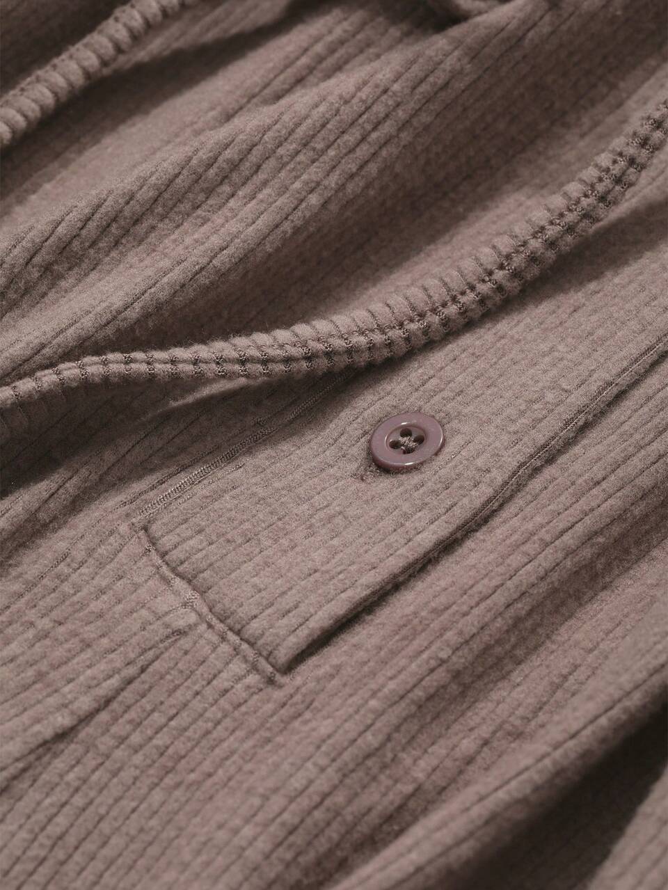 Simple Ribbed Adjustable Cord Waist Pocket Decor Jumpsuit Loungewear Pajama