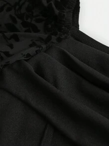 SHEIN Leap Crew Váy suông ren xòe tay loe cổ vuông màu đen trơn cho bé gái tuổi mới lớn, mặc hàng ngày vào mùa thu đông, váy mùa đông cho ngày lễ, cho lễ Halloween - trắng - Xem 5