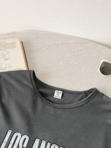 SHEIN Teen Girls Car & Letter Graphic Tee