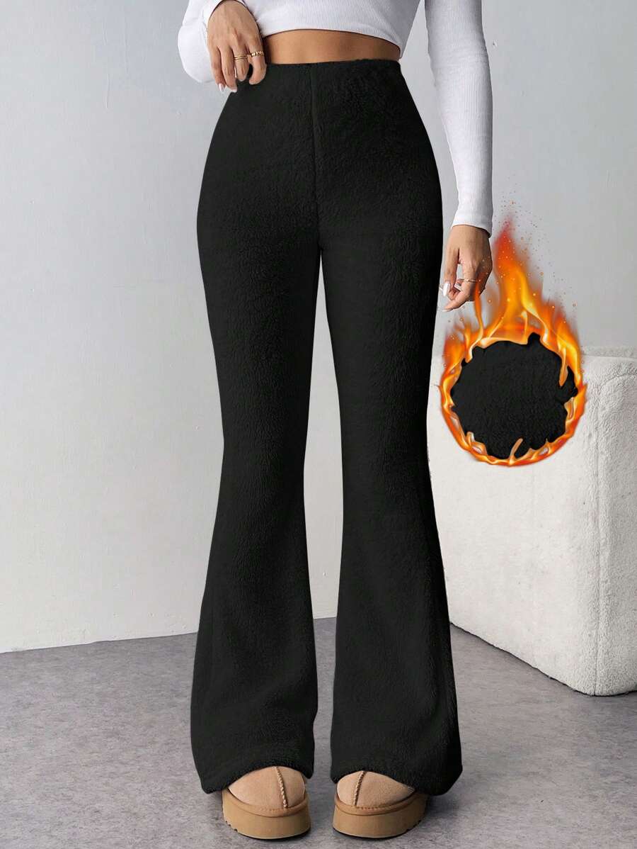 Firerie Quần ống loe lưng cao ấm áp, thanh lịch, giản dị, mặc ở nhà, mùa thu/đông - màu đen - Xem 1