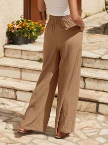 SHEIN Frenchy Quần nữ Dây kéo Túi màu trơn Giải trí - màu nâu - Xem 6