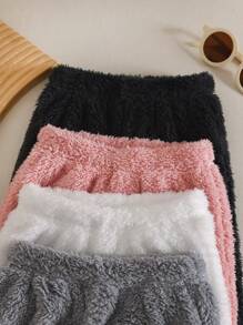 4pcs Set Baby Girls' Solid Color Warm Pants, Suitable For In Autumn/Winter - Multicolor - View 4