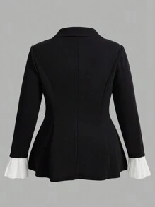 Mulvari Plus Size Black Single-Breasted Suit With Crystal Waist Belt