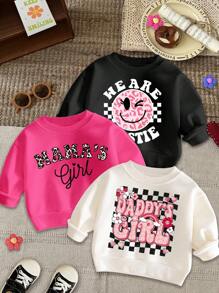 SHEIN Leap Crew 3件套女婴加厚长袖卫衣，适合秋冬季穿着 - 彩色 - 查看 1