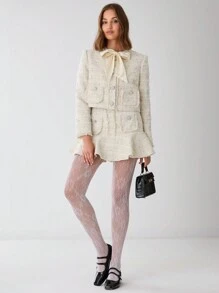 Enchnt Chaqueta elegante con cuello de corbata para mujeres en otoño